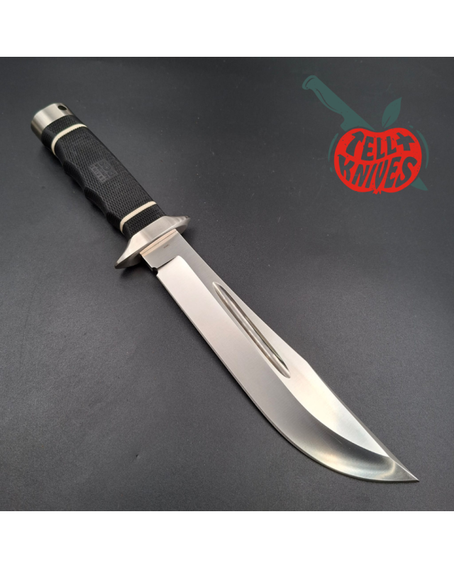 SOG Creed USMC FORCE RECON AUS8 steel satin finish Kraton handle black leather sheath
