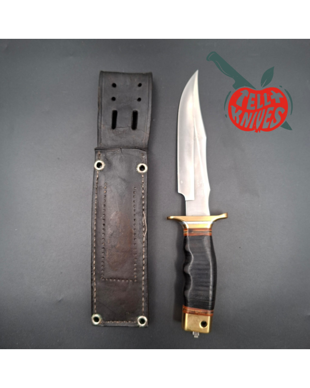 Al Mar Knives 4008 MACV SOG Fighting Knife SF stacked leather handle brown leather sheath - USED