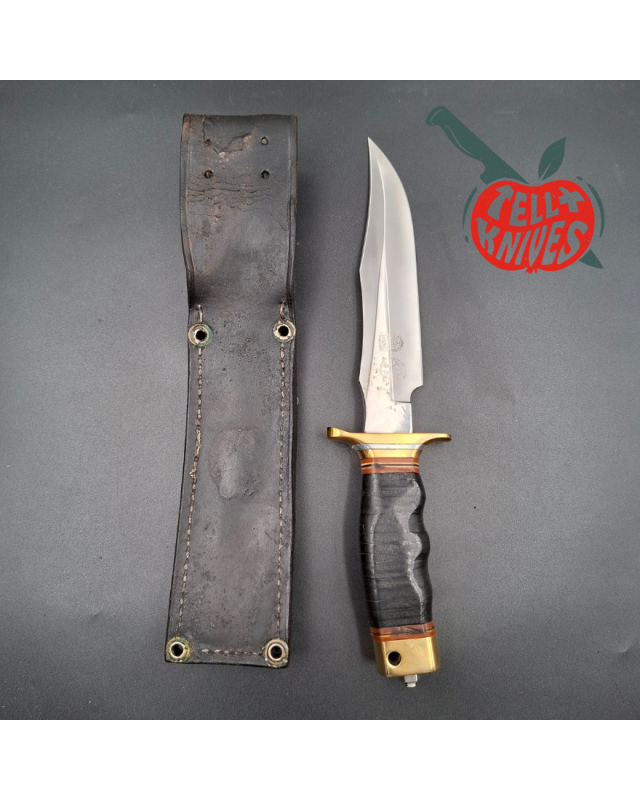 Al Mar Knives 4008 MACV SOG Fighting Knife SF stacked leather handle brown leather sheath - USED