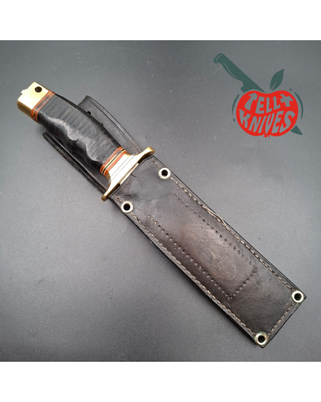 Al Mar Knives 4008 MACV SOG Fighting Knife SF stacked leather handle brown leather sheath - USED