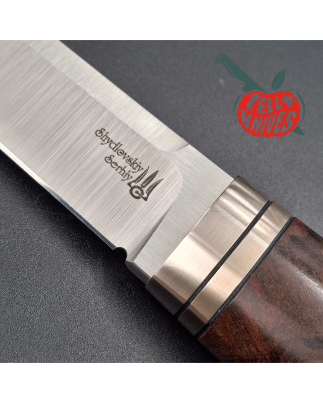 Sergey Shidlovskiy Custom Knives Puukko 440C stainless steel silver nickel guard Mahogany wood handle