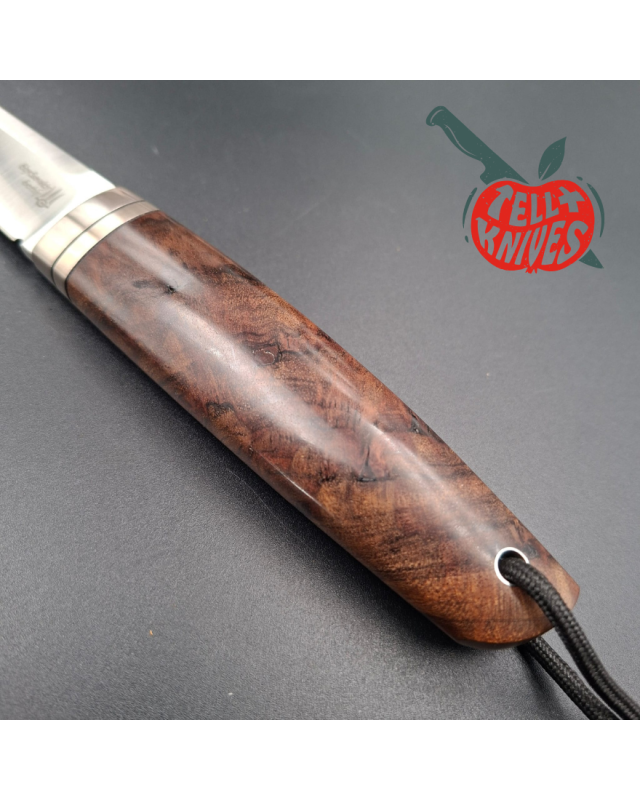 Sergey Shidlovskiy Custom Knives Puukko 440C stainless steel silver nickel guard Mahogany wood handle