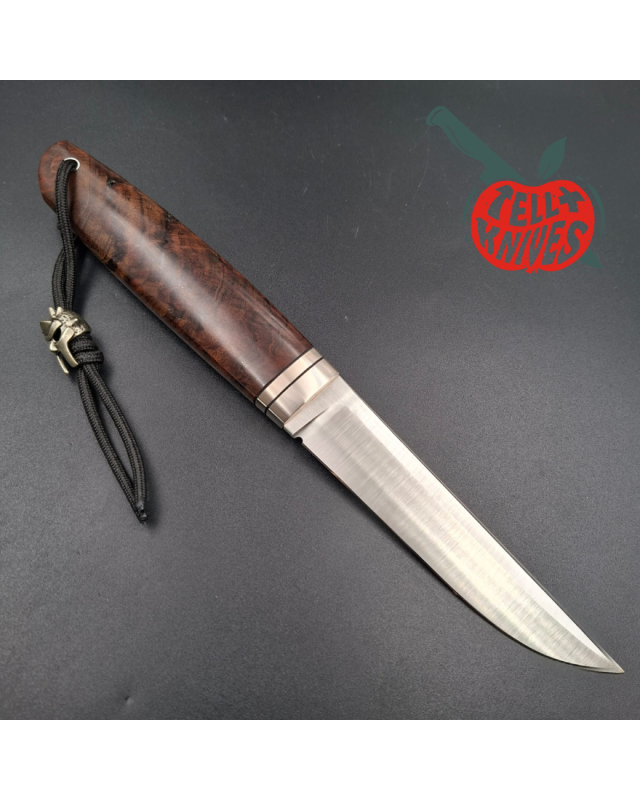 Sergey Shidlovskiy Custom Knives Puukko 440C stainless steel silver nickel guard Mahogany wood handle