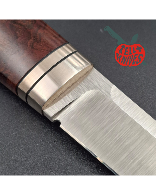 Sergey Shidlovskiy Custom Knives Puukko 440C stainless steel silver nickel guard Mahogany wood handle