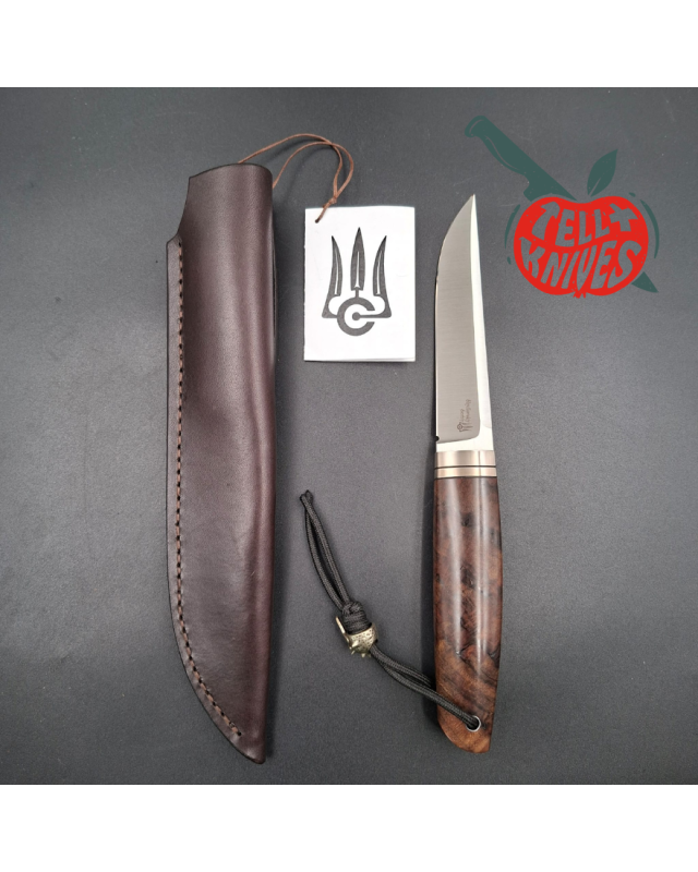 Sergey Shidlovskiy Custom Knives Puukko 440C stainless steel silver nickel guard Mahogany wood handle