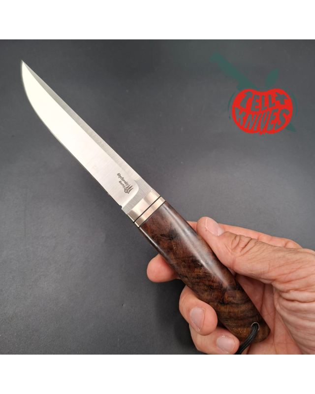 Sergey Shidlovskiy Custom Knives Puukko 440C stainless steel silver nickel guard Mahogany wood handle