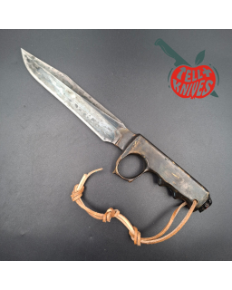 La Grotte du Loup One Knuckle Fighter Diver Knife forged carbon steel blade full brass handle