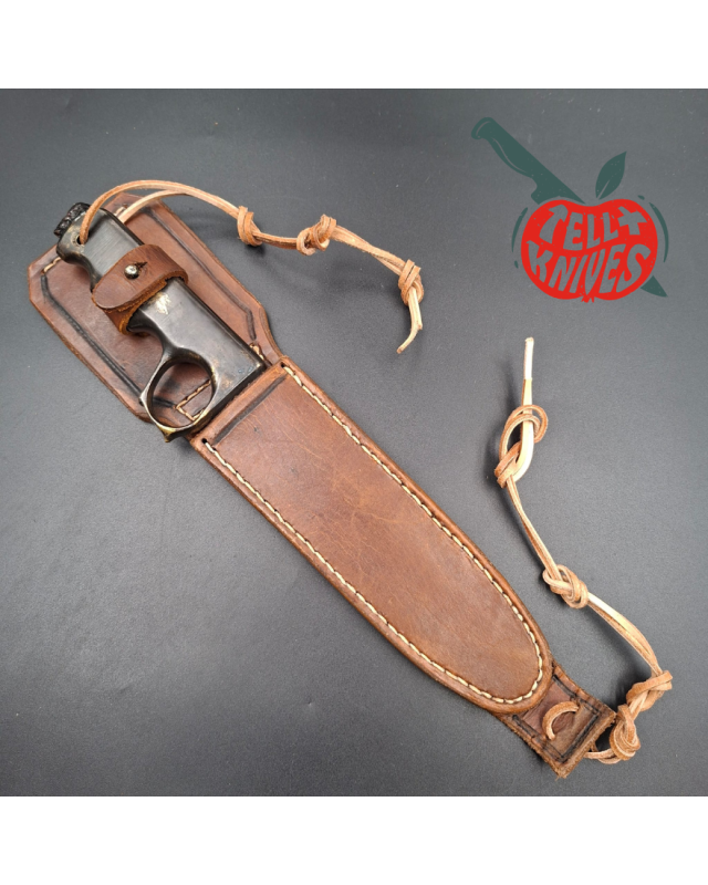 La Grotte du Loup One Knuckle Fighter Diver Knife forged carbon steel blade full brass handle