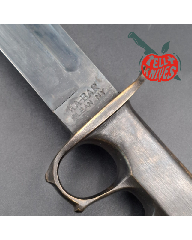 La Grotte du Loup KABAR USMC One Knuckle Fighter Knife 1095HC carbon steel blade full brass handle