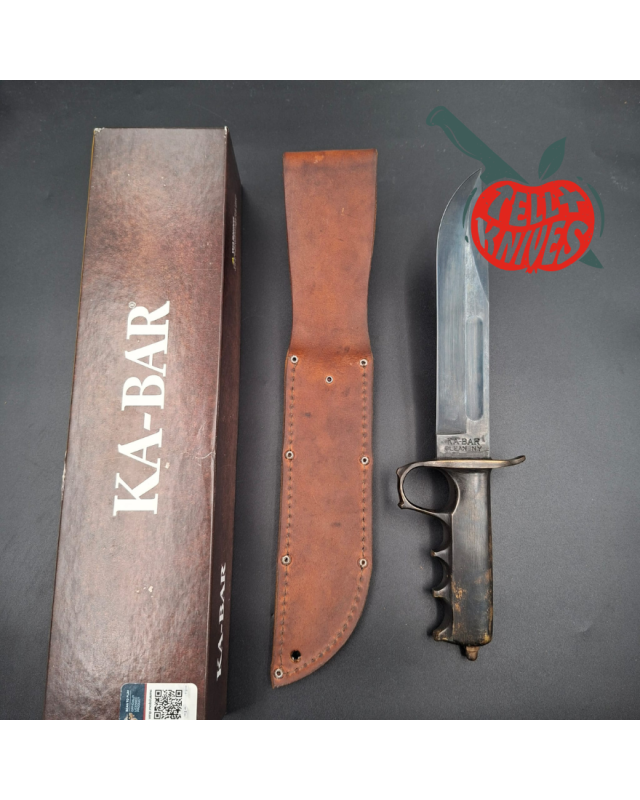 La Grotte du Loup KABAR USMC One Knuckle Fighter Knife 1095HC carbon steel blade full brass handle