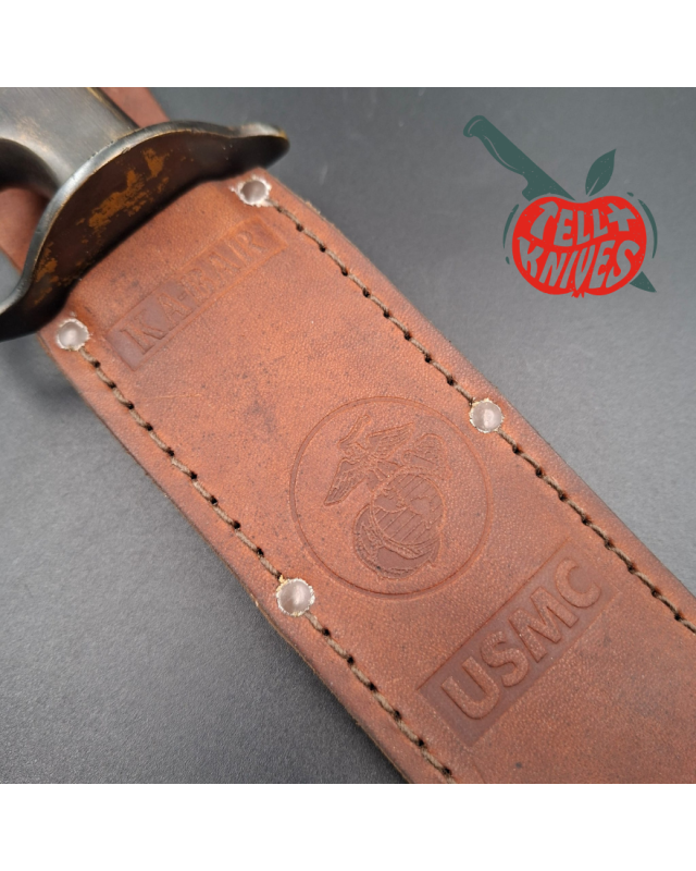 La Grotte du Loup KABAR USMC One Knuckle Fighter Knife 1095HC carbon steel blade full brass handle