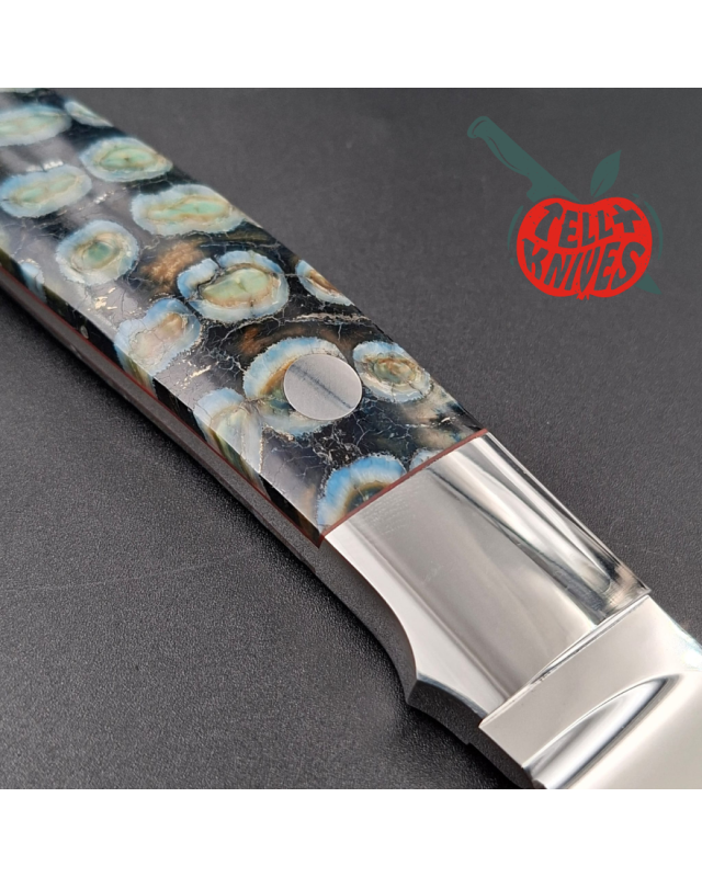 Yaroslav Custom Knives full tang M390 steel miror finish petrified Mammoth tooth handle