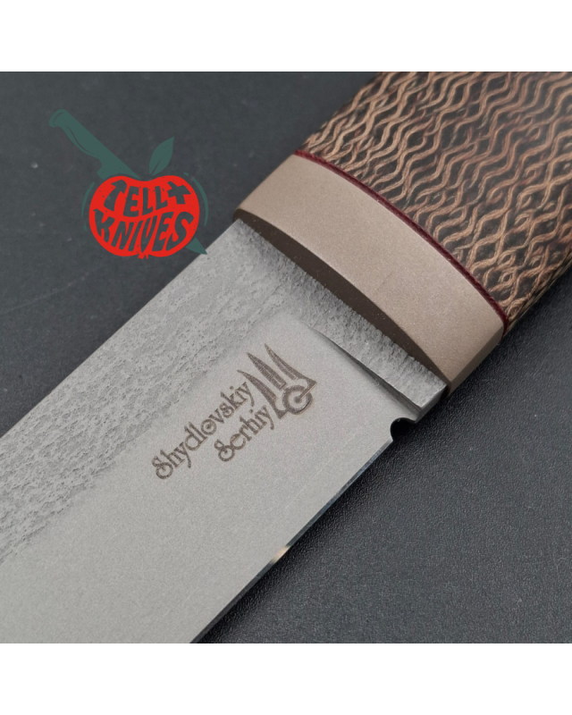 Sergey Shidlovskiy Custom Knives Tanto Bohler N690 stainless steel Grey Cerakote coating old school micarta handle