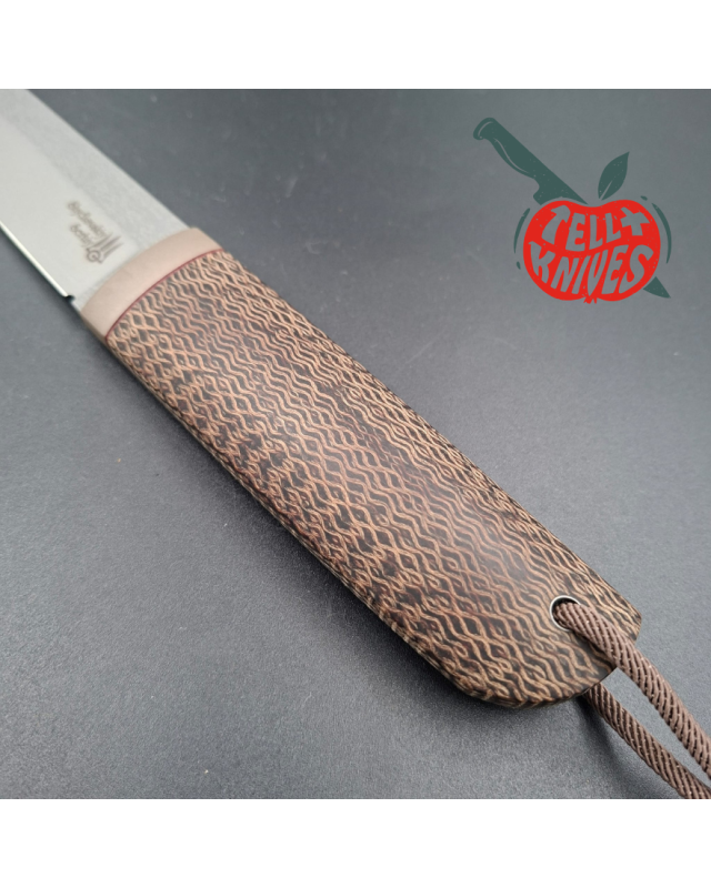 Sergey Shidlovskiy Custom Knives Tanto Bohler N690 stainless steel Grey Cerakote coating old school micarta handle