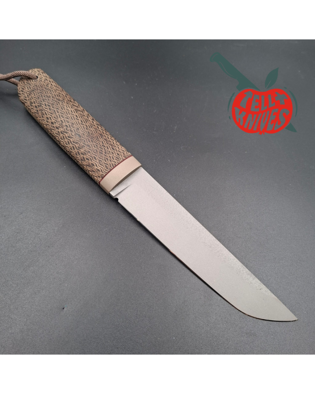 Sergey Shidlovskiy Custom Knives Tanto Bohler N690 stainless steel Grey Cerakote coating old school micarta handle