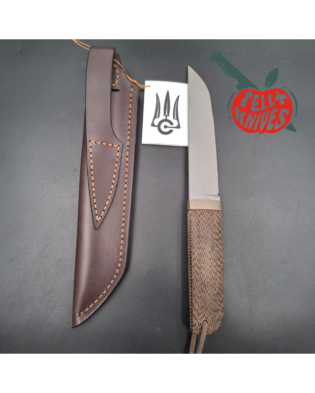 Sergey Shidlovskiy Custom Knives Tanto Bohler N690 stainless steel Grey Cerakote coating old school micarta handle