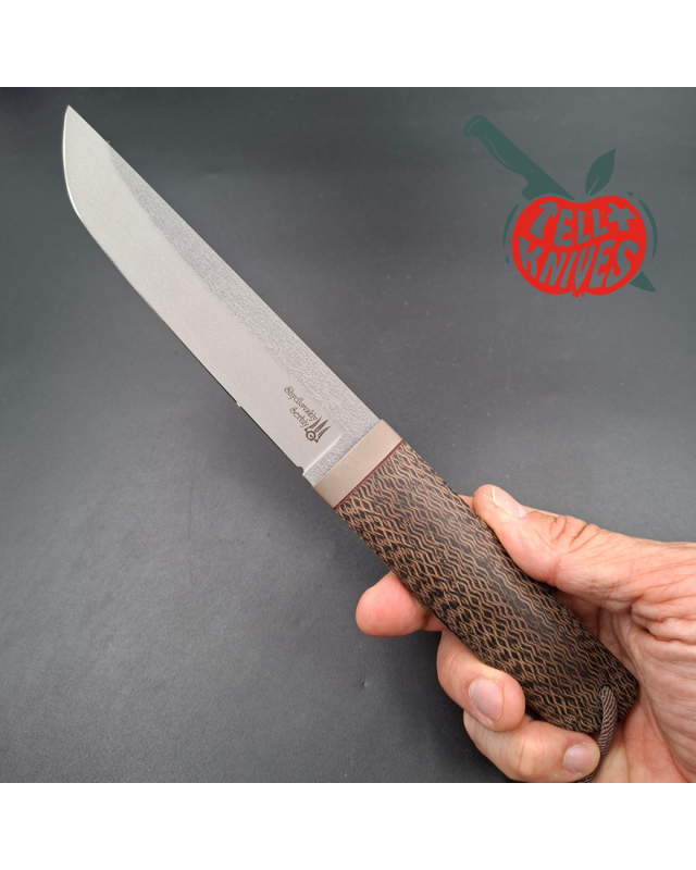 Sergey Shidlovskiy Custom Knives Tanto Bohler N690 stainless steel Grey Cerakote coating old school micarta handle
