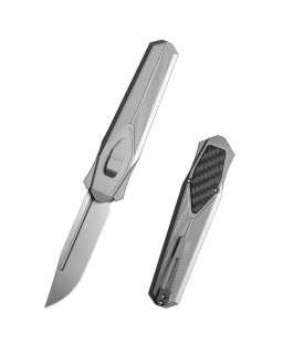 Remette Knives Swordfish OTF Gravity Knife (Swiss Legal) 14C28N Steel Blade Gray Aluminium Handle
