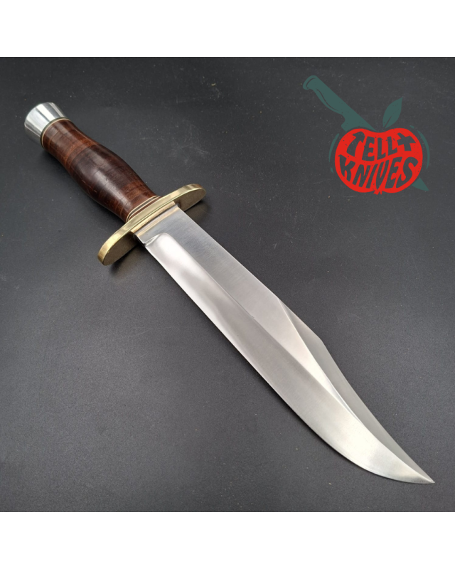 Randall Made Knives 1980ies Model 12-9 Sportsman Bowie forged carbon steel stacked leather handle brass guard Duralumin