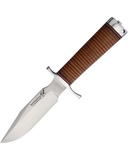 Blackjack Knives Classic Model 5 A2 tool steel stacked leather handle brown leather handle