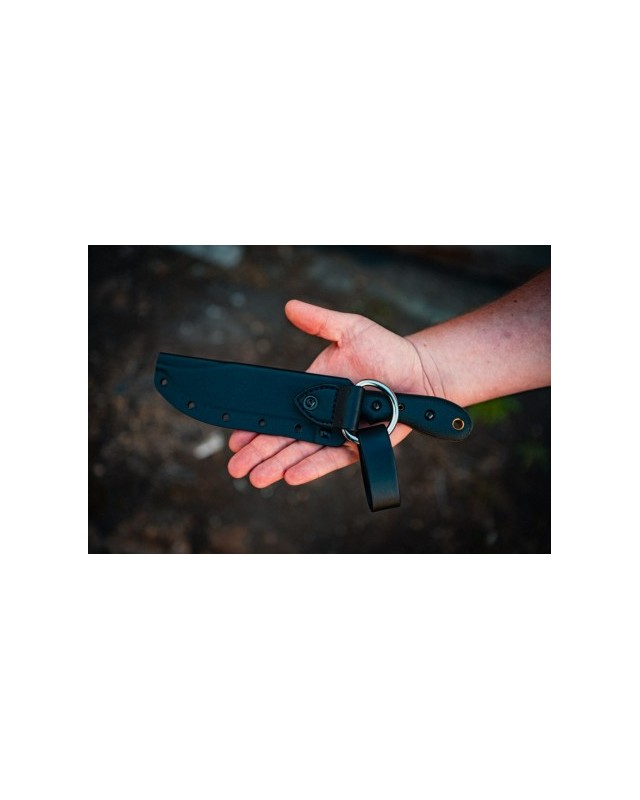 TOPS Knives Badger Creek Bowie full tang N690Co stainless steel tumble finish black canva micarta handle black kydex sheath