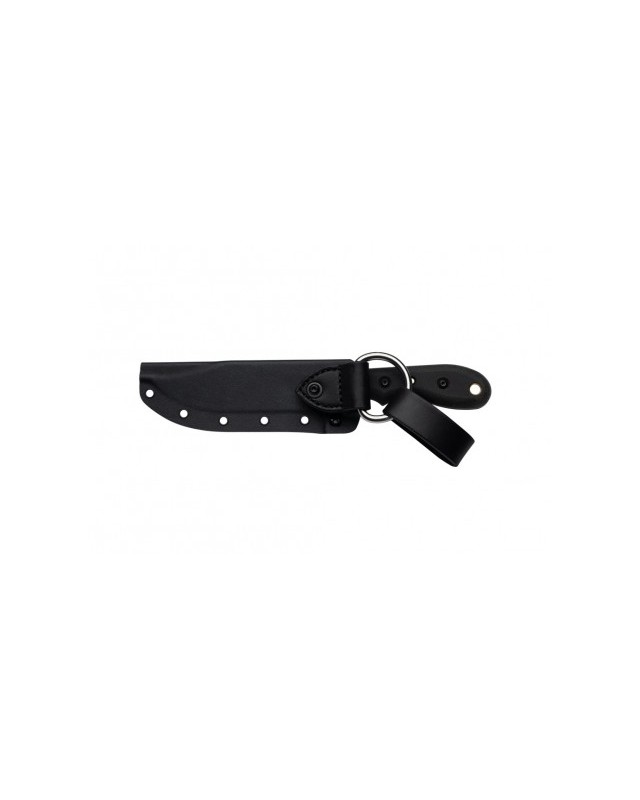 TOPS Knives Badger Creek Bowie full tang N690Co stainless steel tumble finish black canva micarta handle black kydex sheath
