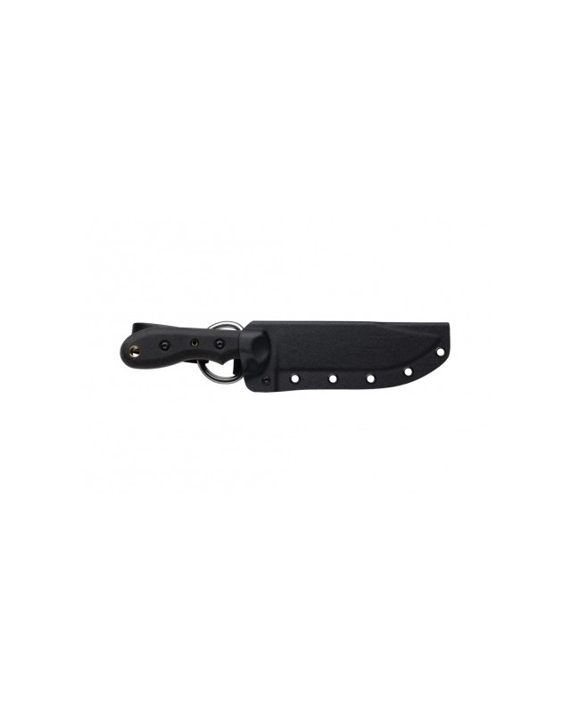 TOPS Knives Badger Creek Bowie full tang N690Co stainless steel tumble finish black canva micarta handle black kydex sheath