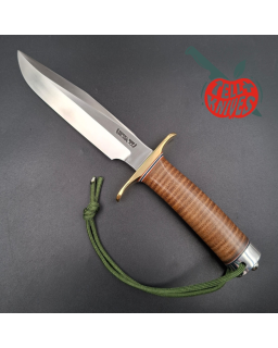 Randall Made Knives Model 1-6 forged carbon steel blade brass guard Duralumin pommel stacked leather handle