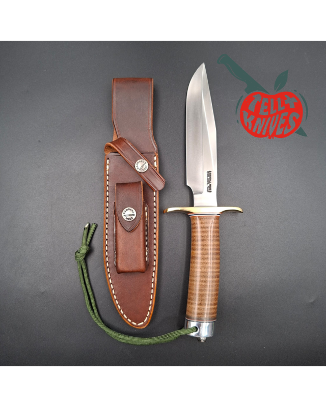 Randall Made Knives Model 1-6 forged carbon steel blade brass guard Duralumin pommel stacked leather handle