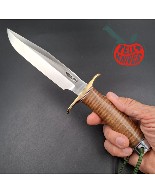 Randall Made Knives Model 1-6 forged carbon steel blade brass guard Duralumin pommel stacked leather handle