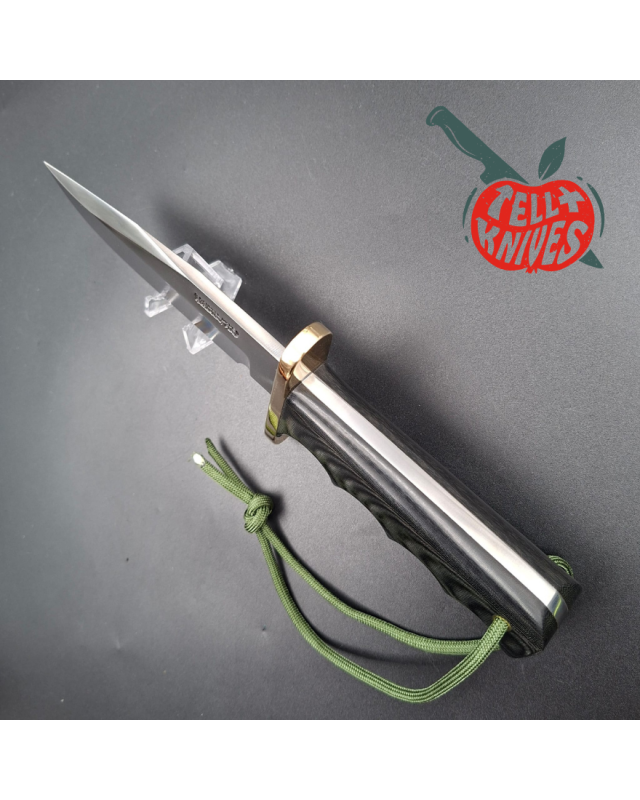 Randall Made Knives Model 15 5.5 Airman forged carbon steel black micarta four fingers grip handle brass guard