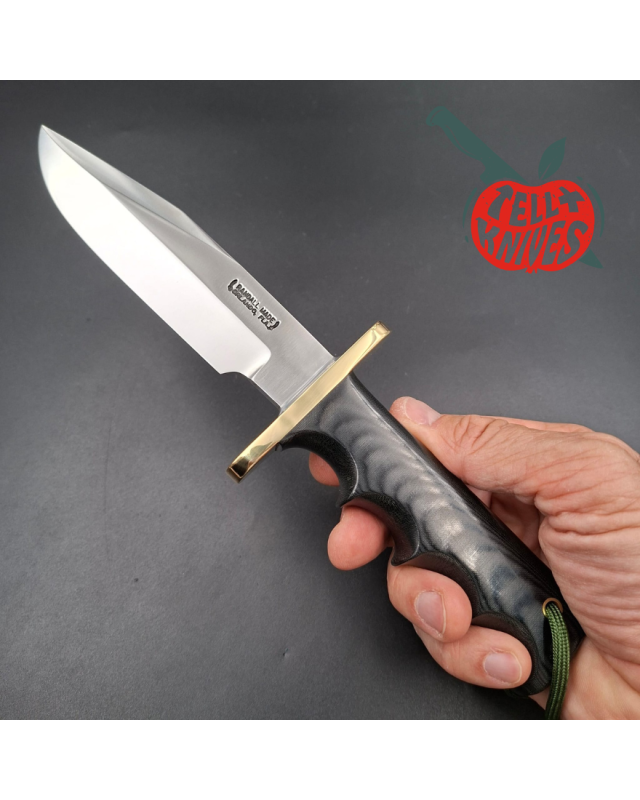 Randall Made Knives Model 15 5.5 Airman forged carbon steel black micarta four fingers grip handle brass guard