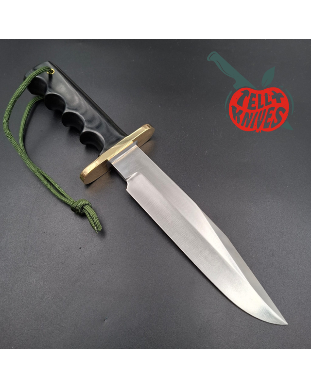 Randall Made Knives Model 14 7.5 Attack full tang forged carbon steel brass guard black micarta handle