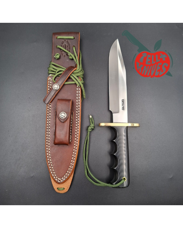 Randall Made Knives Model 14 7.5 Attack full tang forged carbon steel brass guard black micarta handle