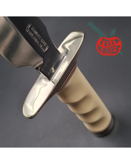 Randall Made Knives Model 1-8 forged stainless steel ivorite handle black leather sheath with stone
