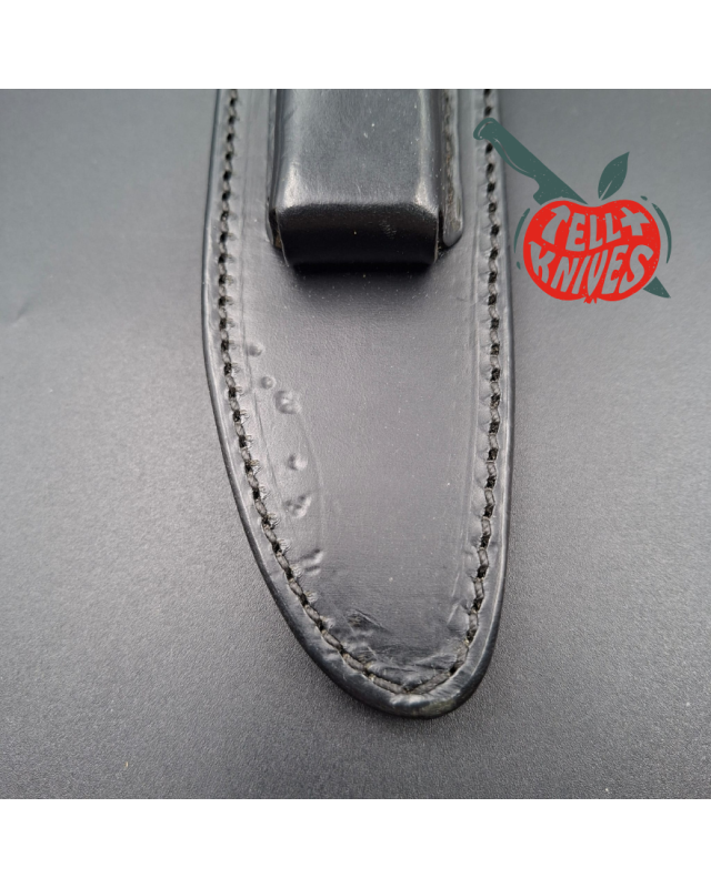Randall Made Knives Model 1-8 forged stainless steel ivorite handle black leather sheath with stone
