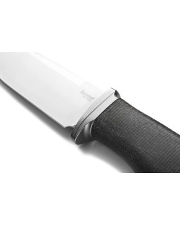 LionSteel ACHA fixed blade M390 premium steel satin finish blade Black Micarta handle brown leather sheath