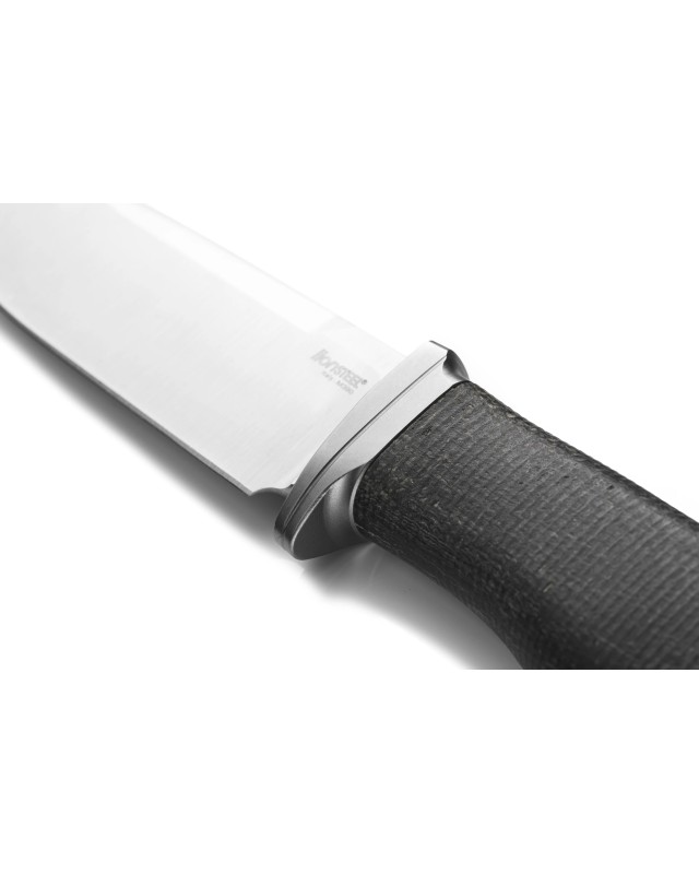 LionSteel ACHA fixed blade M390 premium steel satin finish blade Black Micarta handle brown leather sheath