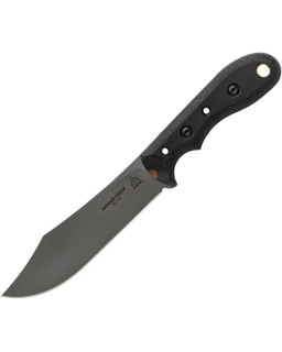 TOPS Knives Badger Creek Bowie full tang N690Co stainless steel tumble finish black canva micarta handle black kydex sheath