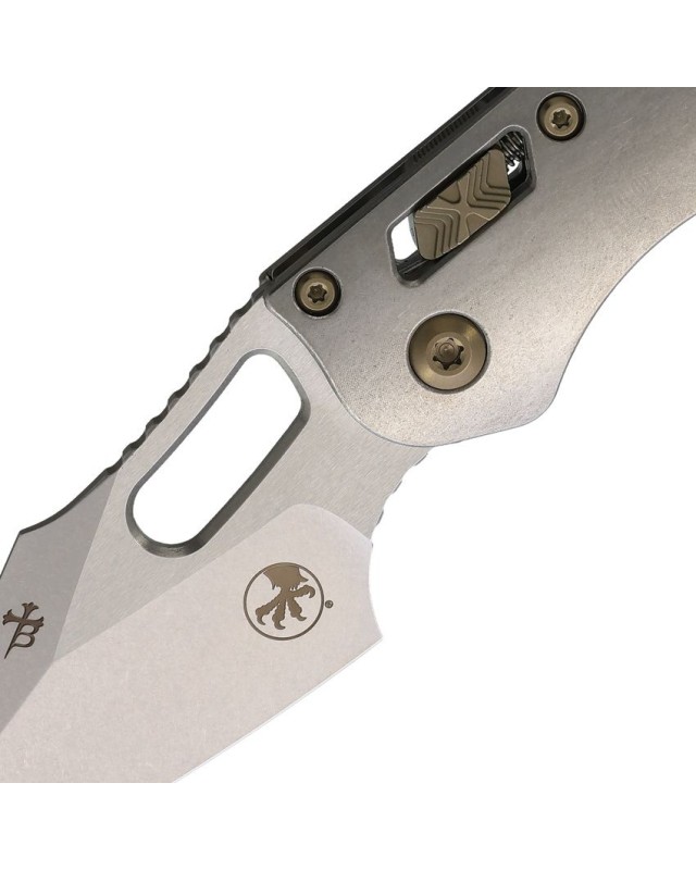 Microtech Stitch Marfione Select M390MK steel stonewash Finish Titanium handle bronze hardware