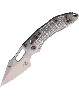 Microtech Stitch Marfione Select M390MK steel stonewash Finish Frag Pattern Titanium handle bronze hardware