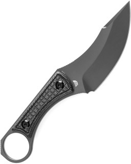 KANSEPT Niko Fixed Blade D2 steel full tang grey TiNi coated Black micarta handle Black Kydex sheath