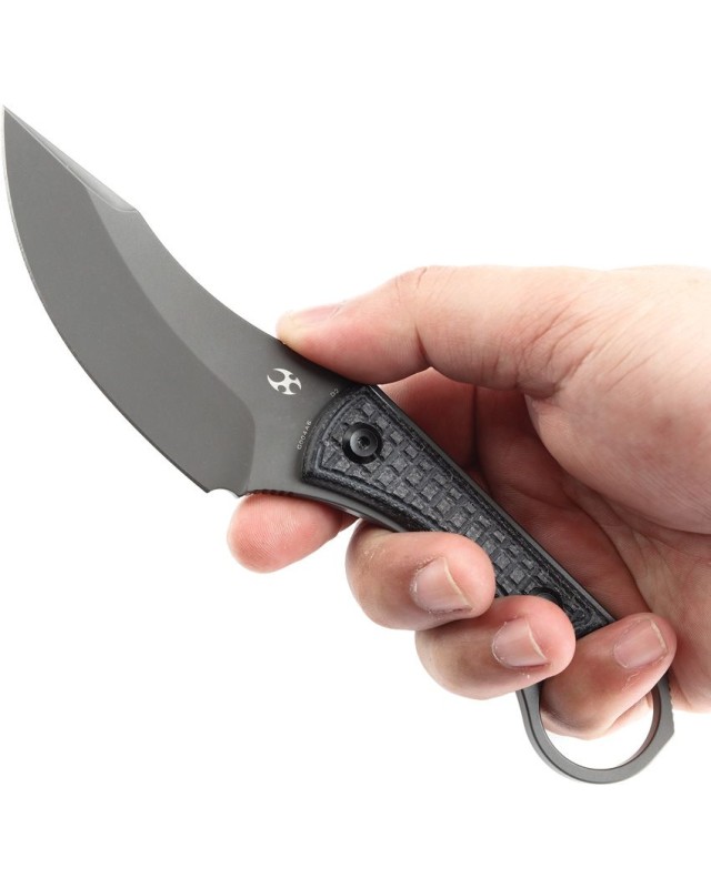 KANSEPT Niko Fixed Blade D2 steel full tang grey TiNi coated Black micarta handle Black Kydex sheath