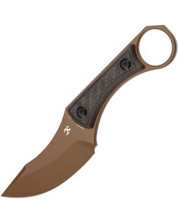 KANSEPT Niko Fixed Blade D2 steel full tang Bronze Twill CF handle Black Kydex sheath