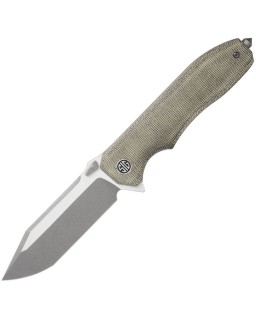 SIG Validus M390 stainless satin and stonewash finish steel blade od green micarta handle Glass Breaker tip