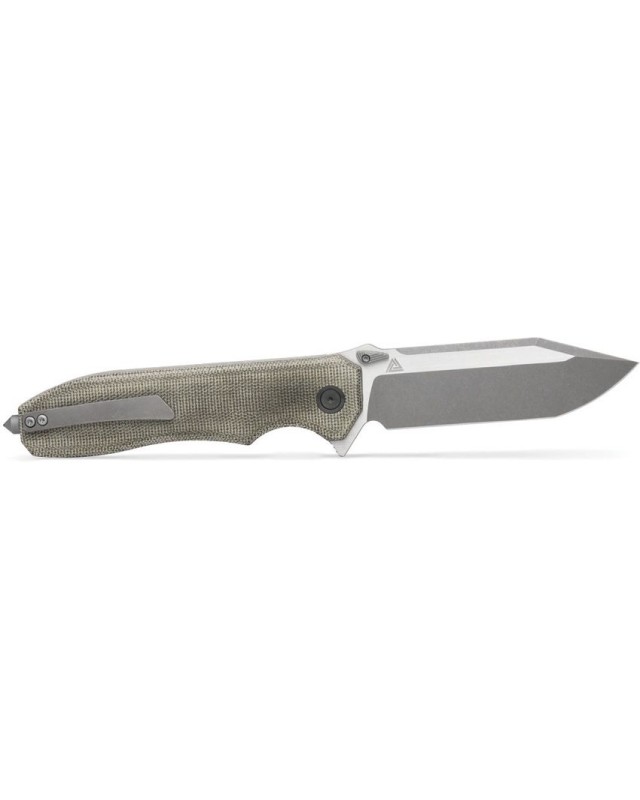 SIG Validus M390 stainless satin and stonewash finish steel blade od green micarta handle Glass Breaker tip