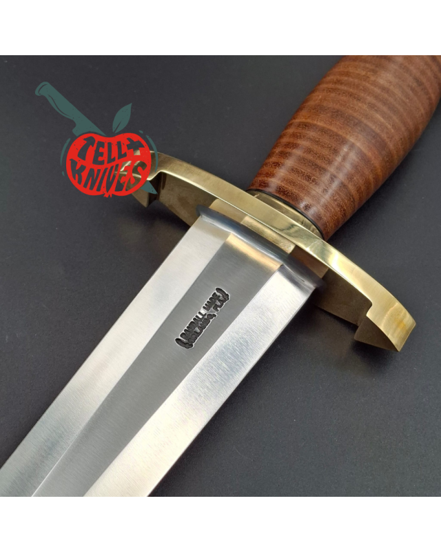 Randall Made Knives Swiss Legal Dagger Model 13-12 Arkansas Toothpick forged carbon steel stacked leather handle