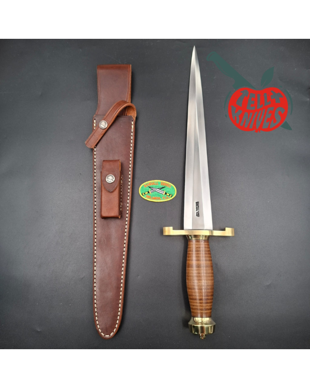 Randall Made Knives Swiss Legal Dagger Model 13-12 Arkansas Toothpick forged carbon steel stacked leather handle