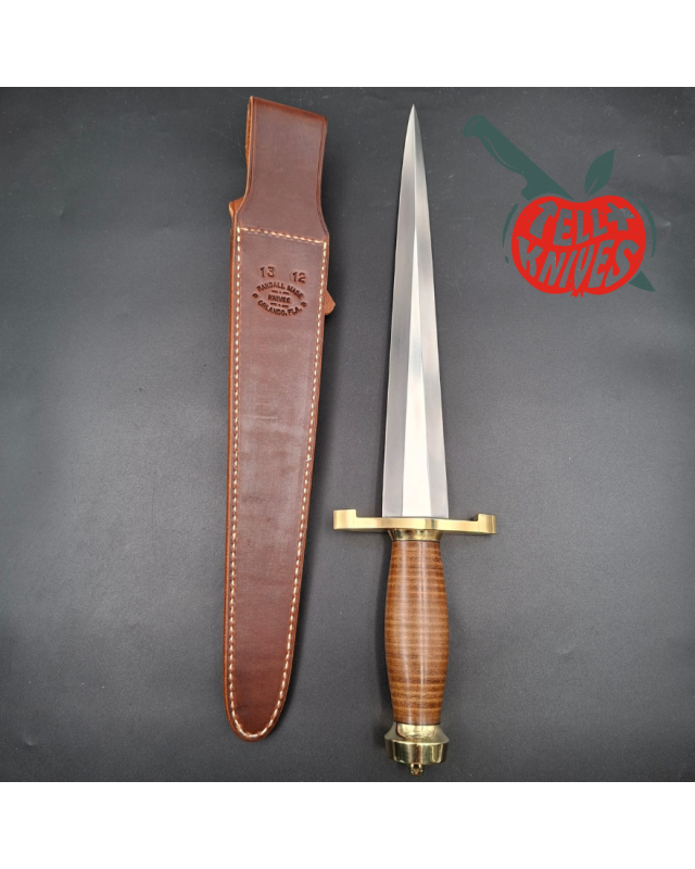 Randall Made Knives Swiss Legal Dagger Model 13-12 Arkansas Toothpick forged carbon steel stacked leather handle