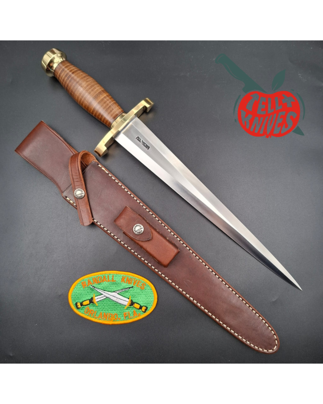 Randall Made Knives Swiss Legal Dagger Model 13-12 Arkansas Toothpick forged carbon steel stacked leather handle